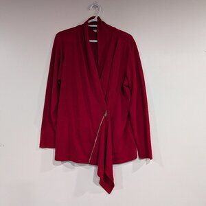 Cleo Petites Wrap Sweater with Zipper Detail Red Size XL